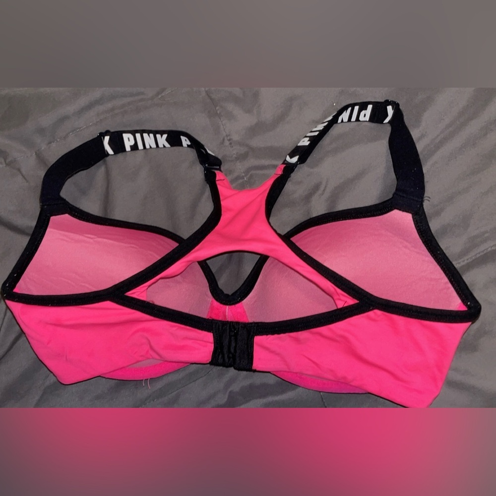 PINK Victoria's Secret Bright Pink Bra with Black Accents - Picture 3 of 3